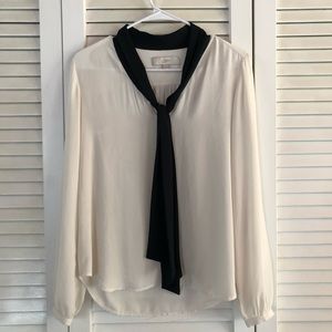 LOFT XXS off white Blouse with front tie bow